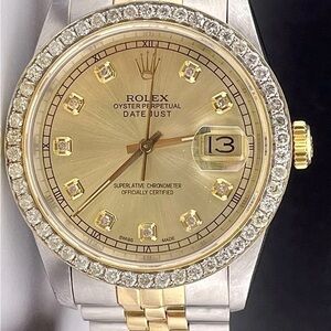 Rolex 36mm 18K Yellow Gold & Stainless Steel 1.75 CT Diamond Bezel & Dial